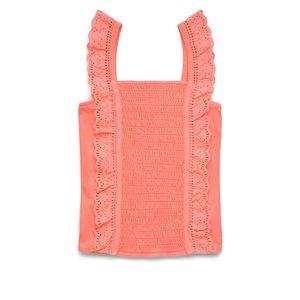 Girls Juniors Neon Smocked ruffle lace tank size M (10)